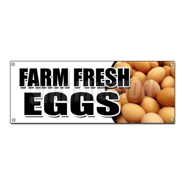 FARM FRESH EGGS BANNER SIGN organic range free milk dairy cheese brown